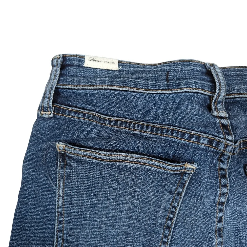 LOVERS + FRIENDS Mason High Rise Skinny Jeans Larchmont‎ Blue Distressed Size 28